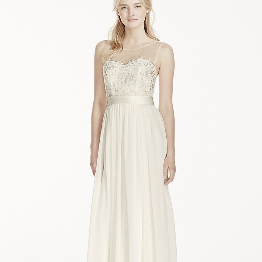 David’s Bridal Illusion Sheath Wedding Dress